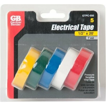 GB ELECTRICAL 1/2 X20 ELECTRICAL TAPE ASSORTED GTPC-550